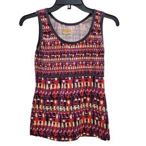 Lucy Women's Red Multi Geo Print Athletic‎ Yoga Tank Top Size M